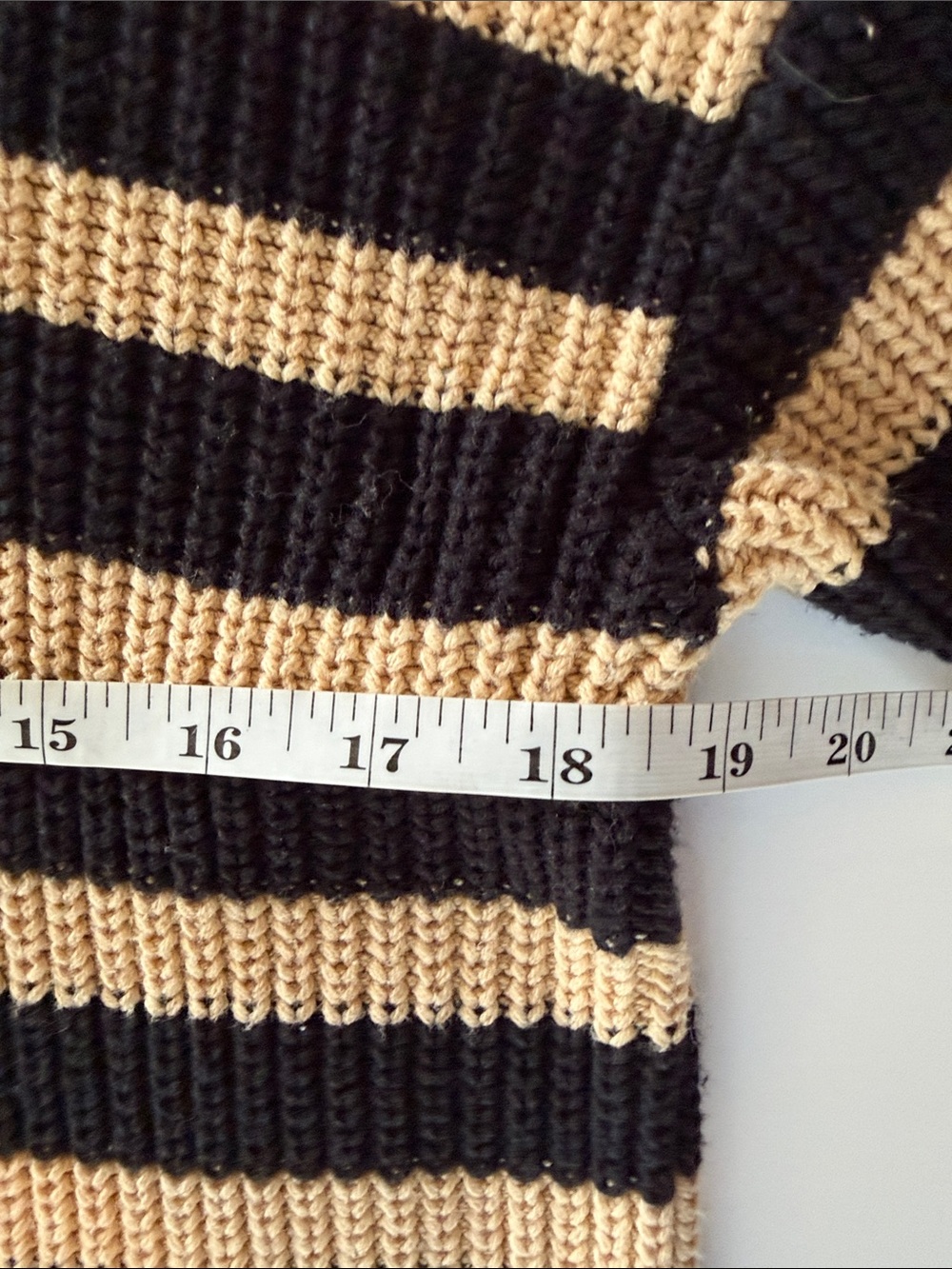 CAbi Polo Turtleneck Sweater Camel/Black Striped Chunky Ribbed Knit Size Small - Picture 7 of 11
